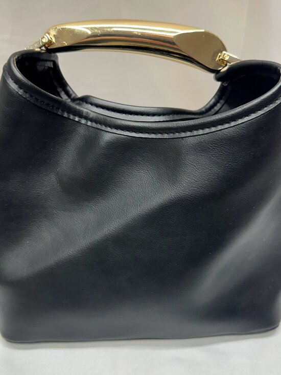 a new day Handbags - A New Day Mini Slouchy Handbag with Gold Metal Handle Black Clutch Purse